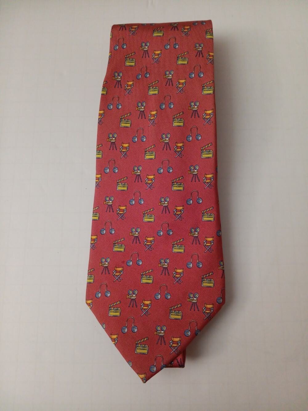 Salvatore Ferragamo Film Director AOP Mens Tie 100% Silk Italy Made 3.5W x 57L